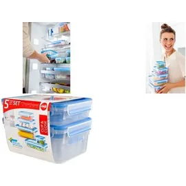 Emsa Clip & Close Frischhaltedosen Set blau 5-teilig 0,25 l, 0,55 l, 1 l, 1,2 l, 2,2 l