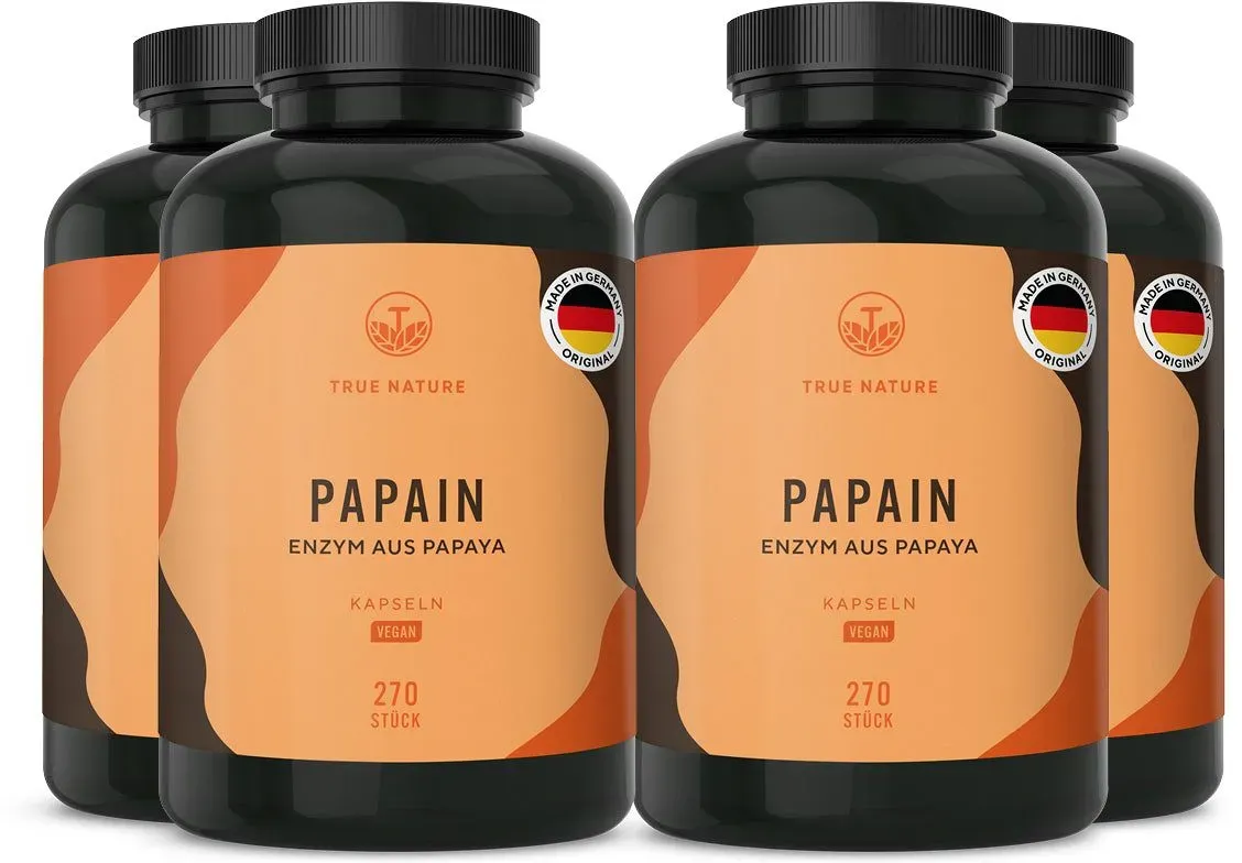 True Nature® Papain Kapseln - Enzym aus Papaya Vegan & Made in Germany 4x270 St