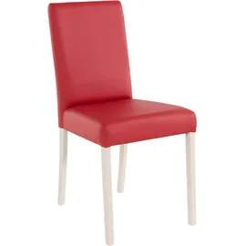 massivline&more Eckbankgruppe MASSIVLINE & MORE "Anna 2", rot (holzwerkstoff mit farbe weiß, lotos 5269 rot, rot, weiß), Kunstleder, Eckbank Anna 130cm x 130cm,Säulentisch Anna 68cm x 68cm,2 x Stühle Anna,Weiß dekor,Lotos 5269 rot, Holzwerkstoff, Kunstleder,