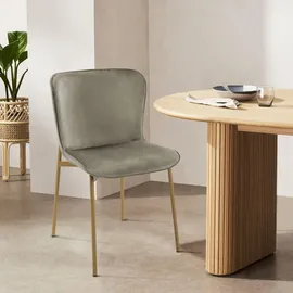 Svita Mary 2er Set Esszimmerstuhl Polsterstuhl ohne Armlehnen Küchenstuhl Wohnzimmerstuhl Taupe/Gold