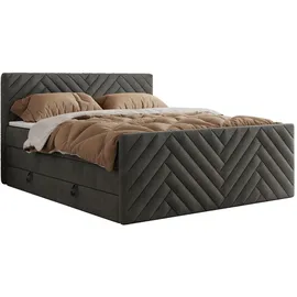 MKS Boxspringbett mit Bettkasten - grau - Maße (cm): B: 161 H: 110