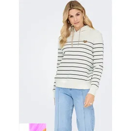 Only Kapuzensweatshirt Gestreift Cloud Dancer Stripes/Navy Blazer M