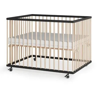 Sämann Laufgitter, mit Matratze – schwarz/natur - Premium Kollektion | Gr.: 75x100 cm,