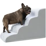KSIIA Hundetreppe 4 Stufen, 50cm Hoch Haustiertreppe Hundetreppe für Kleine Hunde, Katzentreppe Hunderampe mit Waschbar Bezug für Bett, Couch, Sofa und Auto, 40x72x50cm, Grau