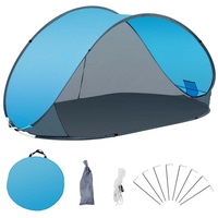 Duhome Strandmuschel, Strandmuschel Pop Up Strandzelt Wetter- und Sichtschutz Polyester Zelt blau|grau