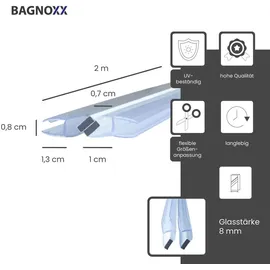 Bagnoxx 2x 2m für 8mm Glasstärke, 90 & 180 Grad, transparent,