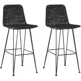 Beliani Barhocker 2er Set Rattan Schwarz