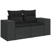 vidaXL Gartensofa 2-Sitzer Loungesofa schwarz