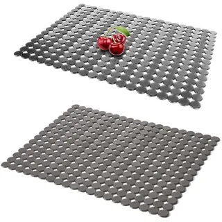 aghoer Küchenspüle Matte, 2 Stück Spülbeckenmatte,30 x 40 cm Spülbeckeneinlage, PVC Spülbeckenmatte, Dekorative Spülbeckenmatt, Zuschneidbare Abtropfmatte Geschirr, für Küche und Bad, Grau