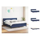 vidaXL Boxspringbett mit Matratze Blau 180x200 cm Stoff