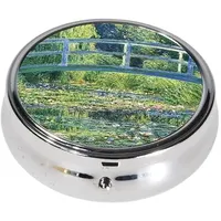 Claude Monet Brücke über Teich Pillendose rund aus Metall Dose für Tabletten