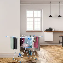 Relaxdays Wäscheständer 12,6 m blau/weiß