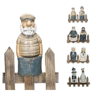 NETPROSHOP Zaunfigur Seemann Küstenmann Küstenfrau Leuchtturm Möwe Zaunhocker Steingut Höhe ca. 19-22 cm, Auswahl:Kai