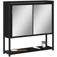 VidaXL Bad-Spiegelschrank Schwarz 60x16x60 cm Holzwerkstoff