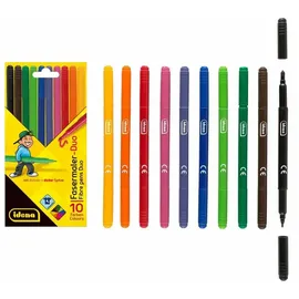 IDENA 10040 - Fasermaler Duo, 10 Stück 10 Farben