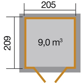 Weka Gartenhaus 226 2,05 x 2,09 m grau