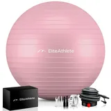 EliteAthlete EliteAthlete® Gymnastikball Sitzball Büro ergonomisch mit Anti Burst System - Fitness Pilates Schwangerschaft - Schwangerschaftsball Fitnessball Yogaball - Yoga Ball inkl. Luftpumpe - Peach 55cm