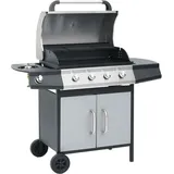 "im Angebot" Gasgrill 4+1 Flammen Schwarz und Silbern Stahl & Edelstahl  - Holzkohlegrills CC3617 - Silber