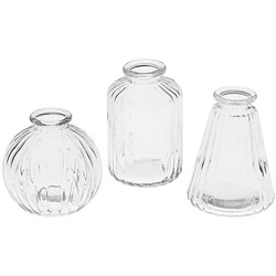 Glasvasen, gerillt, 8–10 cm, 3 Stück