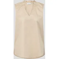 S.Oliver BLACK LABEL Ärmellose Bluse mit gerüschtem Kragen beige