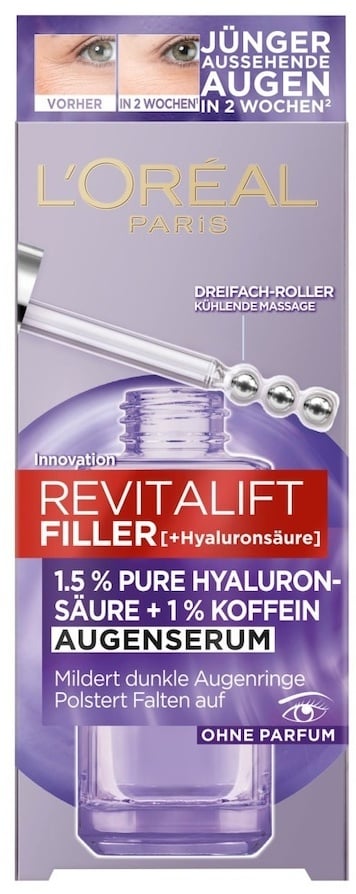 L’Oréal Paris Revitalift Filler Augenserum mit 1.5% Hyaluronsäure + Koffein 20 ml