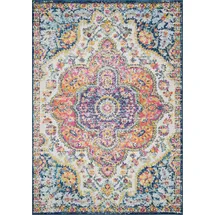 livabliss Teppich RABAT, rechteckig, Höhe: 8 mm, Orient-Optik, Vintage Design, Boho Stil, Kurzflor, Wohnzimmer bunt 120 cm x 170 cm x 8 mm