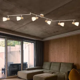 GLOBO Decken Lampe Schlaf Gäste Zimmer Glas Spot Licht-Schiene Holz Leuchte verstellbar