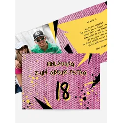 Einladungen Geburtstag selbst gestalten mit Spruch und Fotos im Onlinedesigner bei Meine-Kartenmanufaktur.de