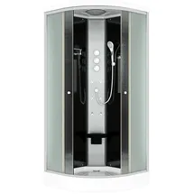 SeniorBad D10-03M1 Komplettdusche mit Schiebetür 80 x 80 cm Schwarz Sicherheitsglas D10-03M1