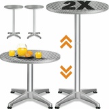 CASARIA Stehtisch 2er-Set Silber Alu Ø60cm Höhenverstellbar