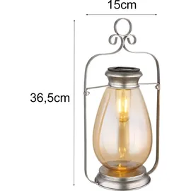 GLOBO Solarleuchte Metall 36,5 cm inkl. LED warmweiß silber