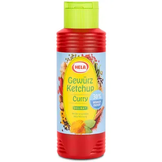 Hela Ketchup Curry delikat 30 weniger Zucker in Flasche, 300ml
