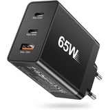 Acezeek USB C Ladegerät 65W, PD Charger mit GaN Tech, 3 Ports USB Netzteil, Ladeadapter USB C Stecker, Fast Charger Kompatibel mit Phone12/11/13/14, iPad Pro, Galaxy, Huawei, Xiaomi, Lenovo(Schwarz)