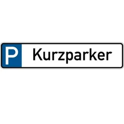 Parkplatzkennzeichen, P-Kurzparker, 113x523mm, Alu geprägt - 523x113x0.45 mm Aluminium geprägt