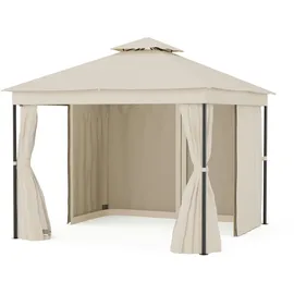 Blumfeldt Mondo Dual Pavillon 3 x 3 m inkl. Moskitonetz Beige