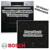 Bosch Herdset BOSCH Backofen EcoClean Auszug + Induktionskochfeld Booster autark 60cm