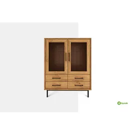 AC ANGEL CERDÁ Highboard 110 x 140 x 50 cm Walnuss / Schwarz