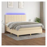 vidaXL Boxspringbett mit Matratze & LED Creme 180x200 cm Stoff