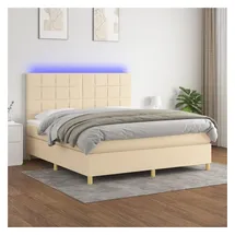 vidaXL Boxspringbett mit Matratze & LED Creme 180x200 cm Stoff