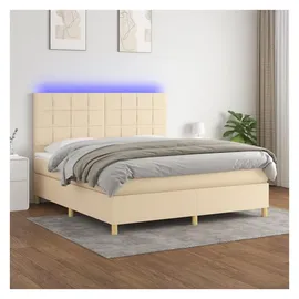 vidaXL Boxspringbett mit Matratze & LED Creme 180x200 cm Stoff