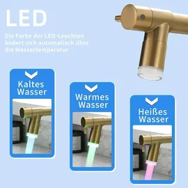 Led Wasserhahn Küche Gebürstetes Gold