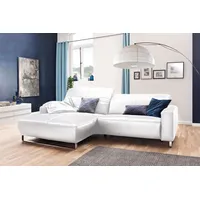 KAWOLA Sofa YORK Leder Life-line white Rec links Fuß Metall Chrom matt