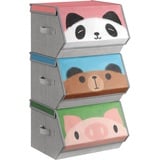 Songmics Aufbewahrungsboxen, 3er Set, Panda-, Bär-, Schwein- Motive"