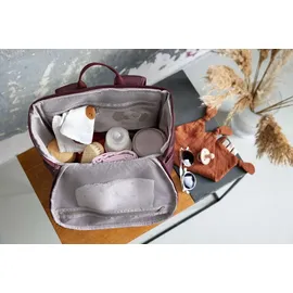 Lässig Baby Wickelrucksack mit Wickelunterlage, Kinderwagenbefestigung und Flaschenhalter/GRE Slender Up Backpack deep red