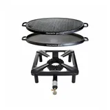 Paella World Hockerkocher Gaskocher 7 kW mit variabler Gusseisengrillplatte