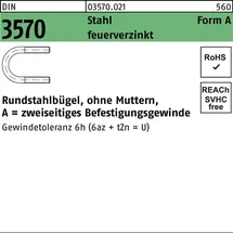 Hörger & Geßler DIN 3570 Rundstahlbügel Stahl U A 30 / NW 20 M 10 feu
