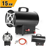 Izrielar Gasheizgebläse 15 kW, mit Verbindungsschlauch, Druckminderer, Turbo-Ventilator, für handelsübliche Gasflaschen, Heißluftgenerator Heiz... - Schwarz