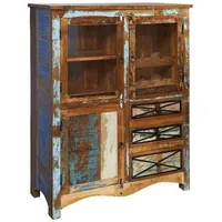 Massivmoebel24 Highboard Altholz 106x45x136 mehrfarbig lackiert NATURE of SPIRIT