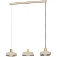 EGLO Valdiola 3-flg. E27 60 cm rund sandfarben und messing gebürstet