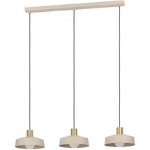 EGLO Valdiola 3-flg. E27 60 cm rund sandfarben und messing gebürstet